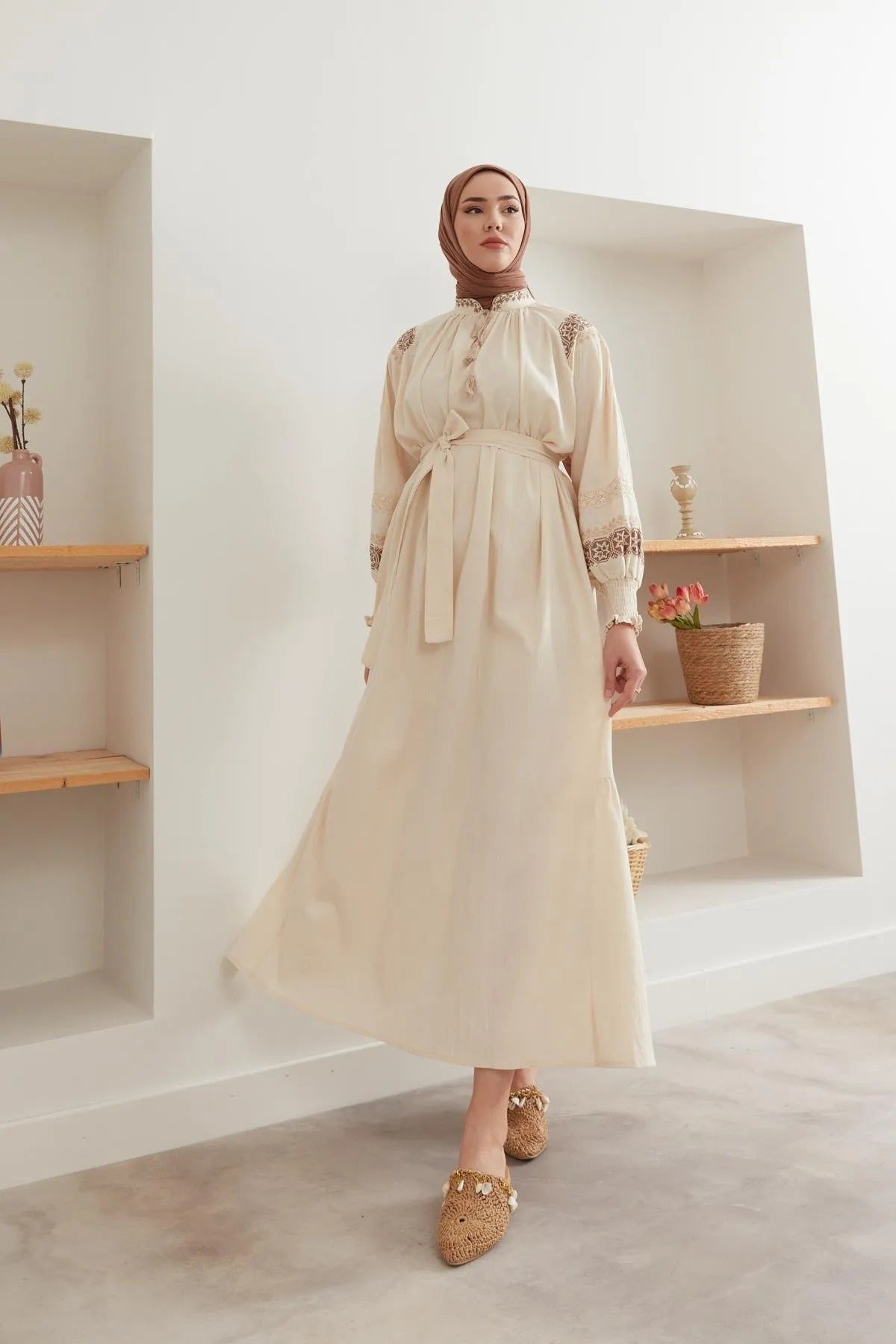 Embroidered Linen Dress