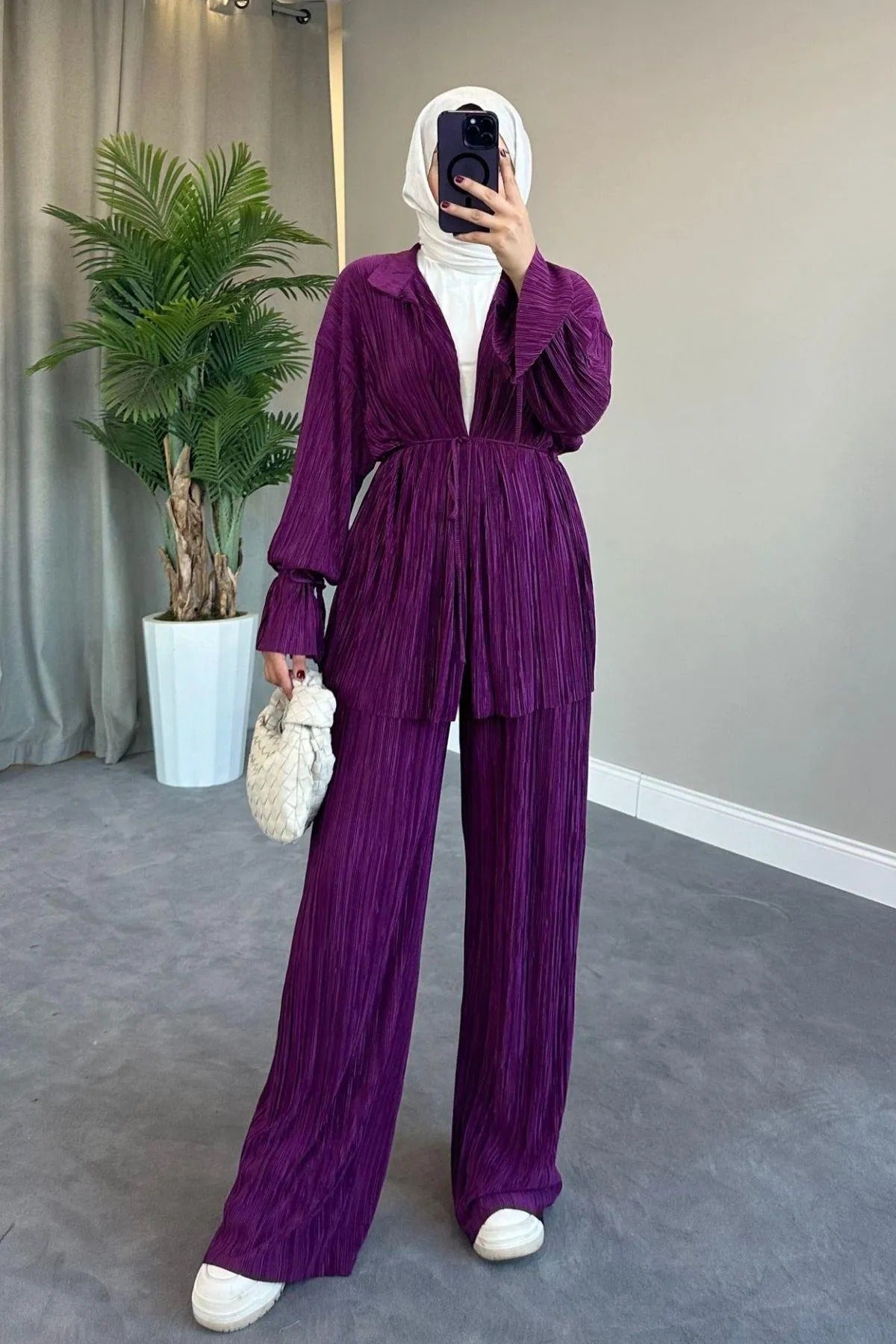 Pleated set Plum