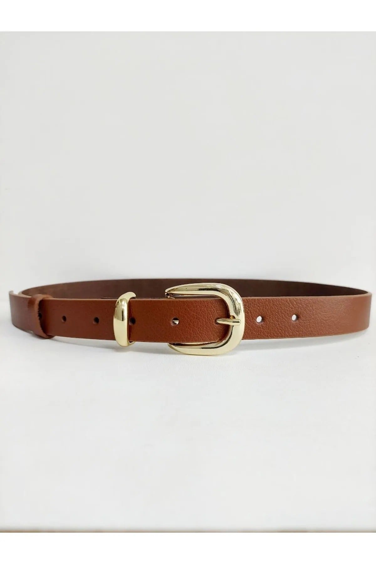 Leather Gold Buckle Women's Tan Belt