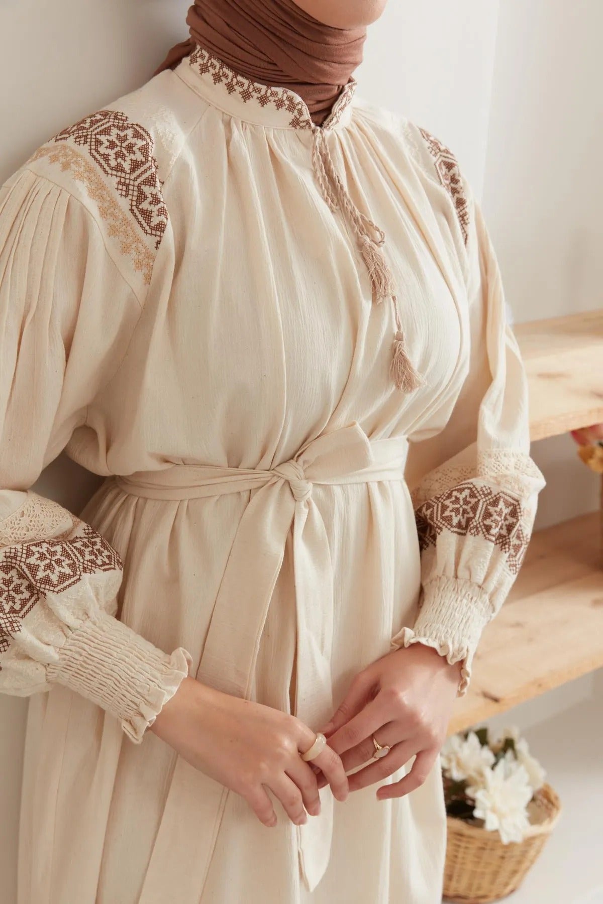 Embroidered Linen Dress