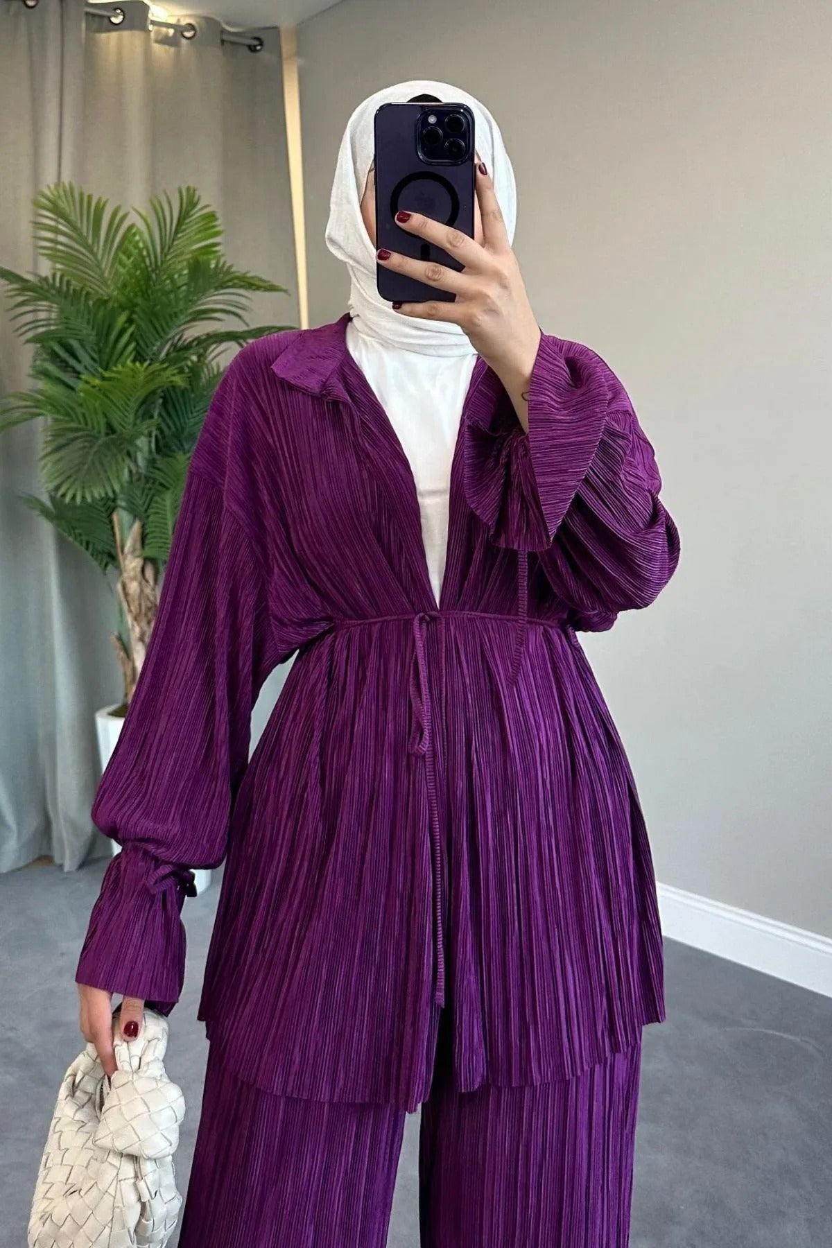 Pleated set Plum