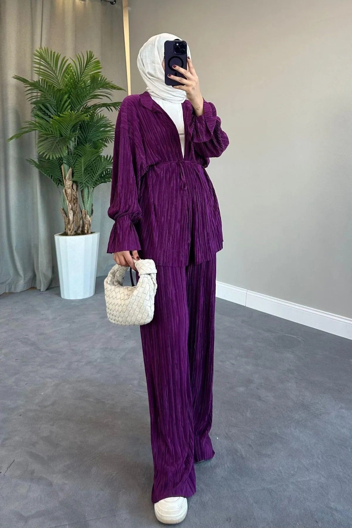 Pleated set Plum