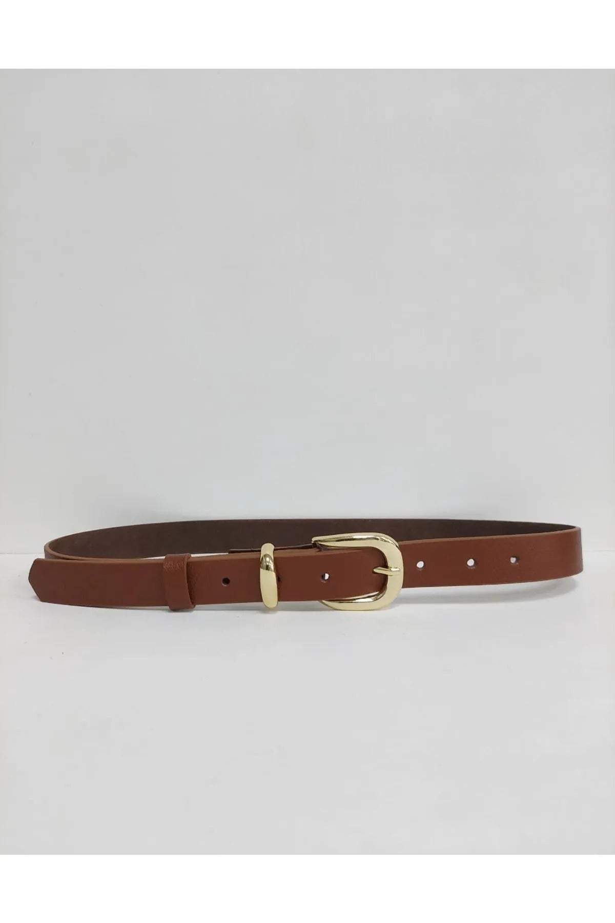 Leather Gold Buckle Women's Tan Belt