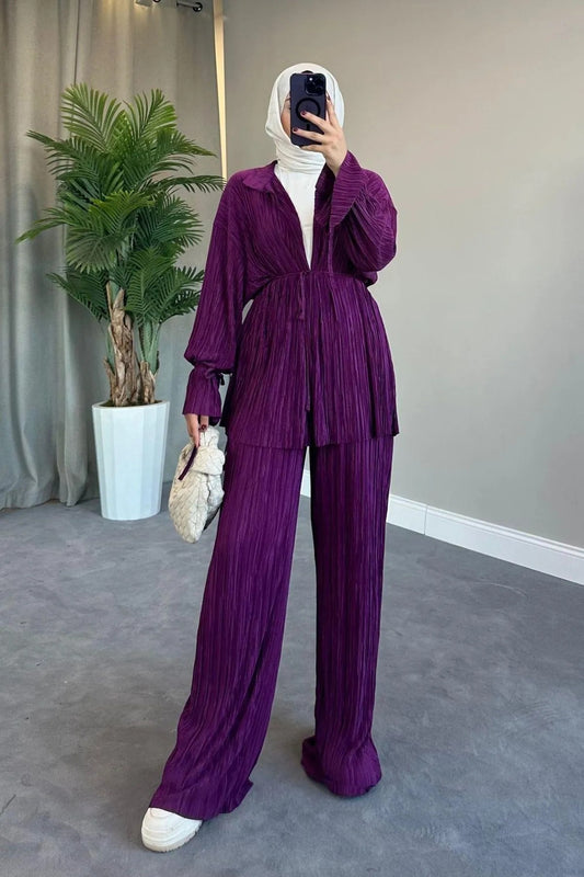 Pleated set Plum