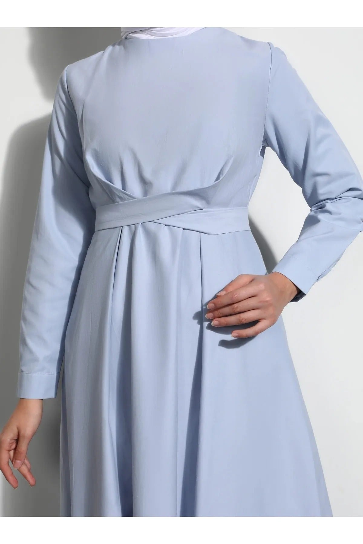 Poplin Hijab Dress with Tie Detail